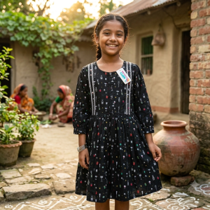 Black Printed Girls Dress