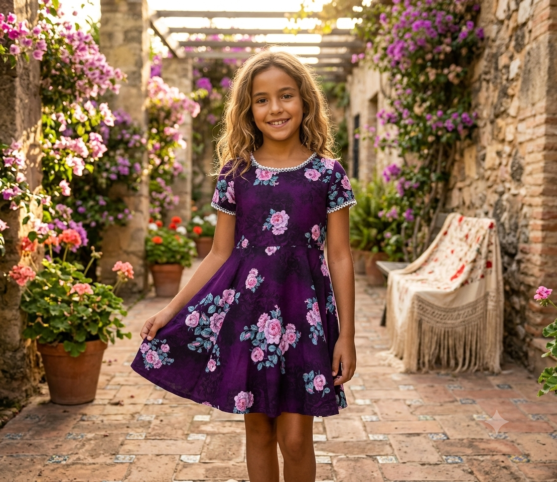 Royal Bloom Purple Floral Party Dress